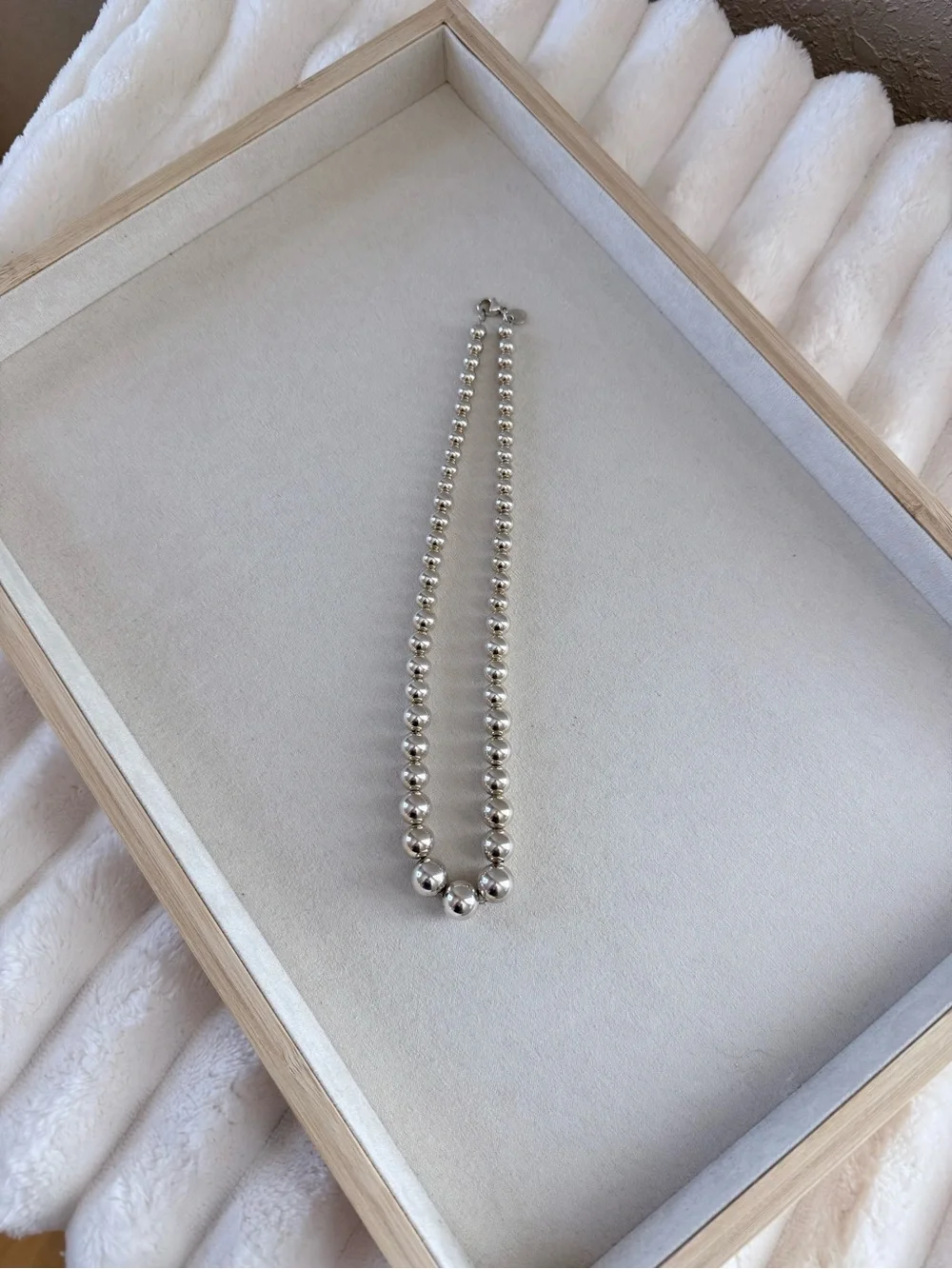 Tiffany & Co. Polished Sterling Silver Graduated Bead Necklace